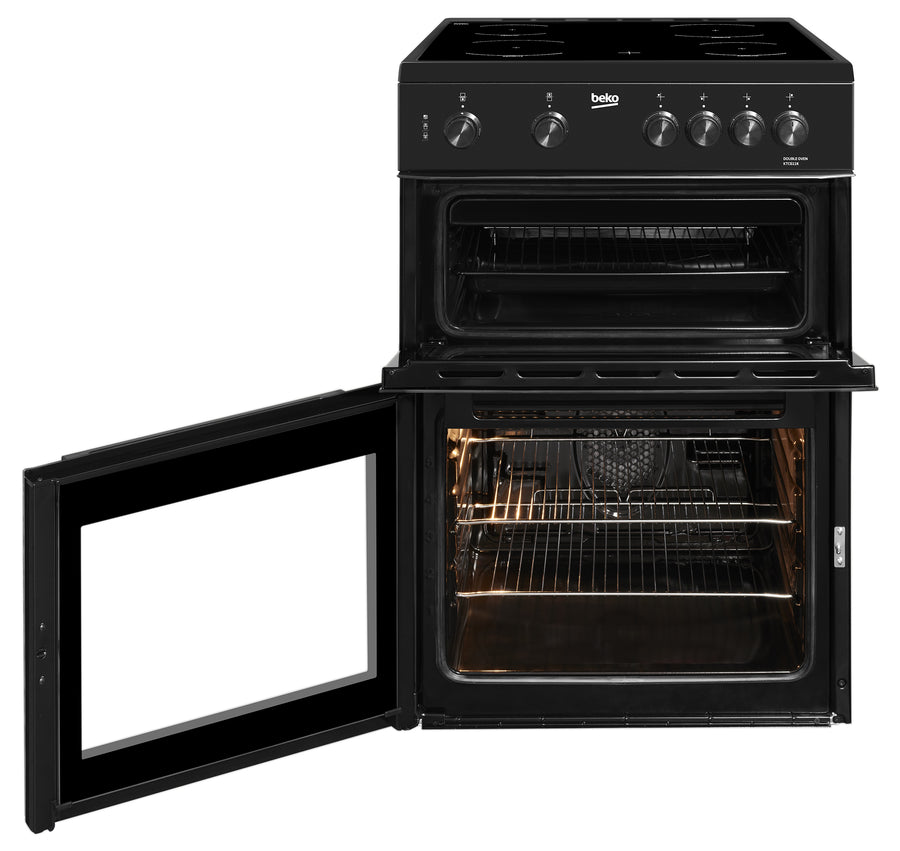 Beko KTC611K 60cm Twin Cavity Ceramic Cooker - Black