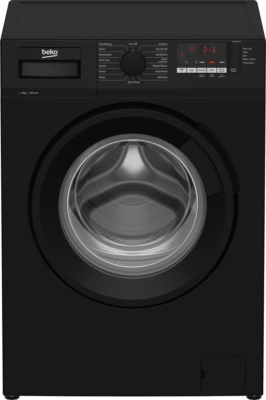 Beko WTL94151B 9kg 1400 Spin Washing Machine - Black