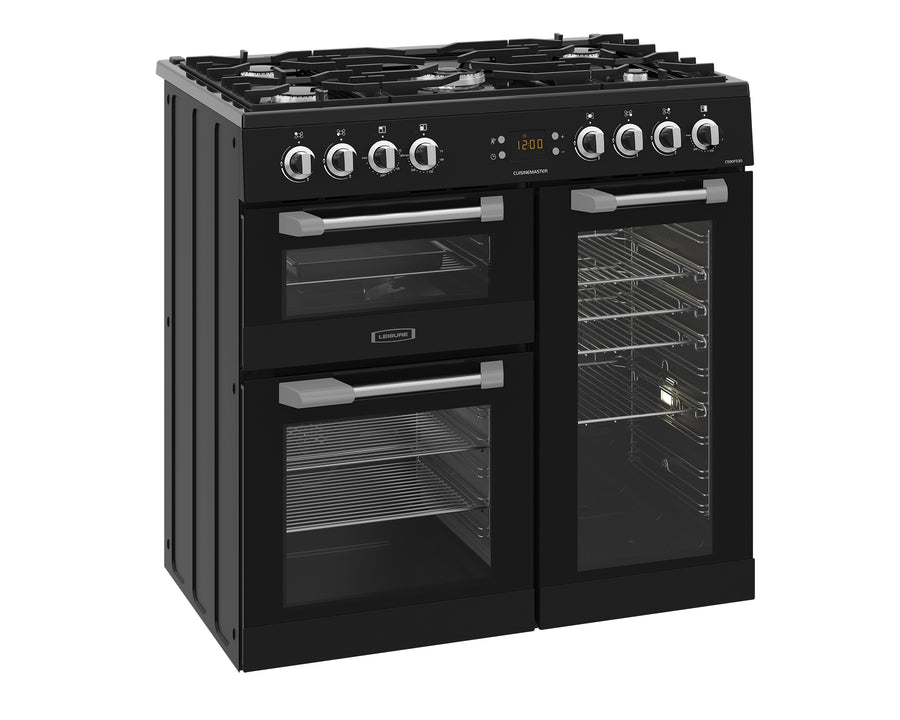 Leisure cuisinemaster CS90F530K 90cm dual fuel range cooker in black 