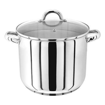 Judge JP83 26cm Stainless Steel Stockpot With Vented Glass Lid, 10 Litre - Basil Knipe Electrics