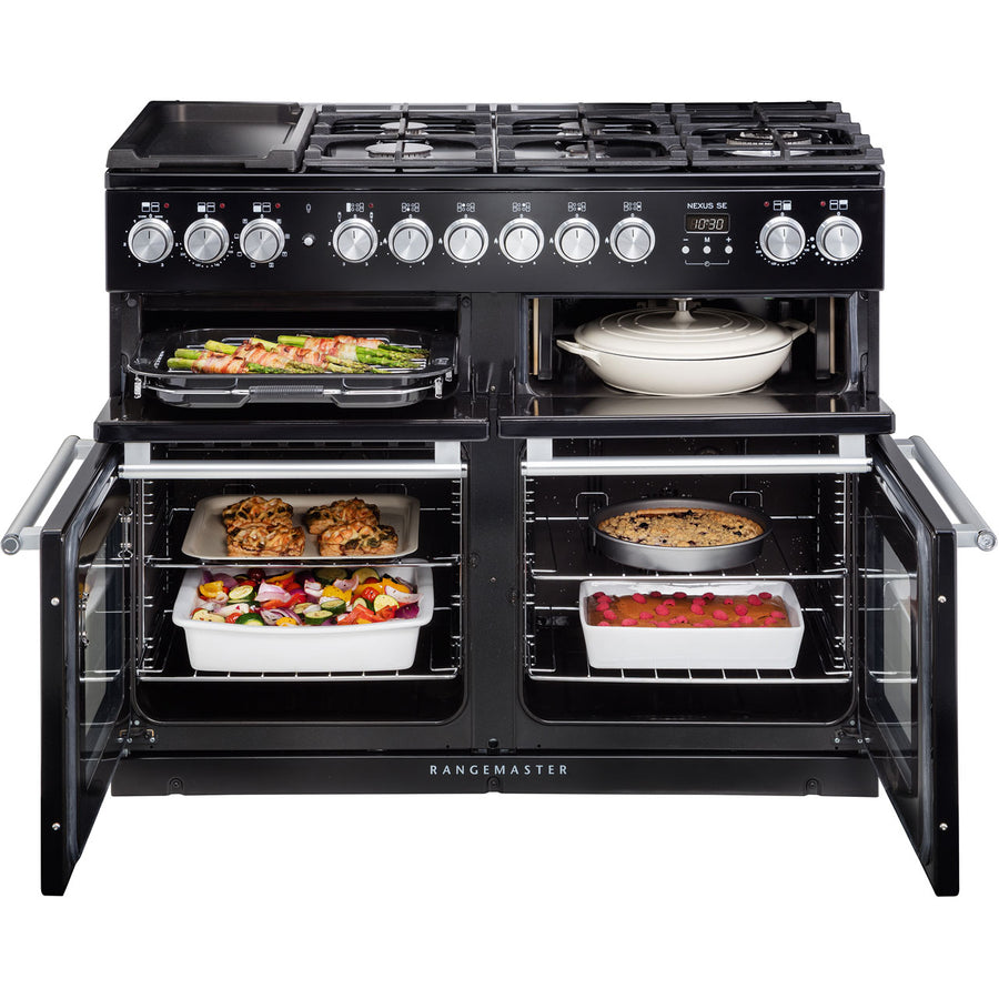 RANGEMASTER NEXSE110DFFBL/C 110CM RANGE COOKER IN BLACK CHROME 