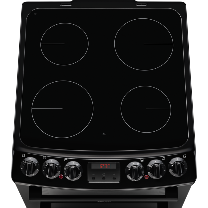 Zanussi ZCV46250BA 55cm Electric Cooker with Ceramic Hob - Black