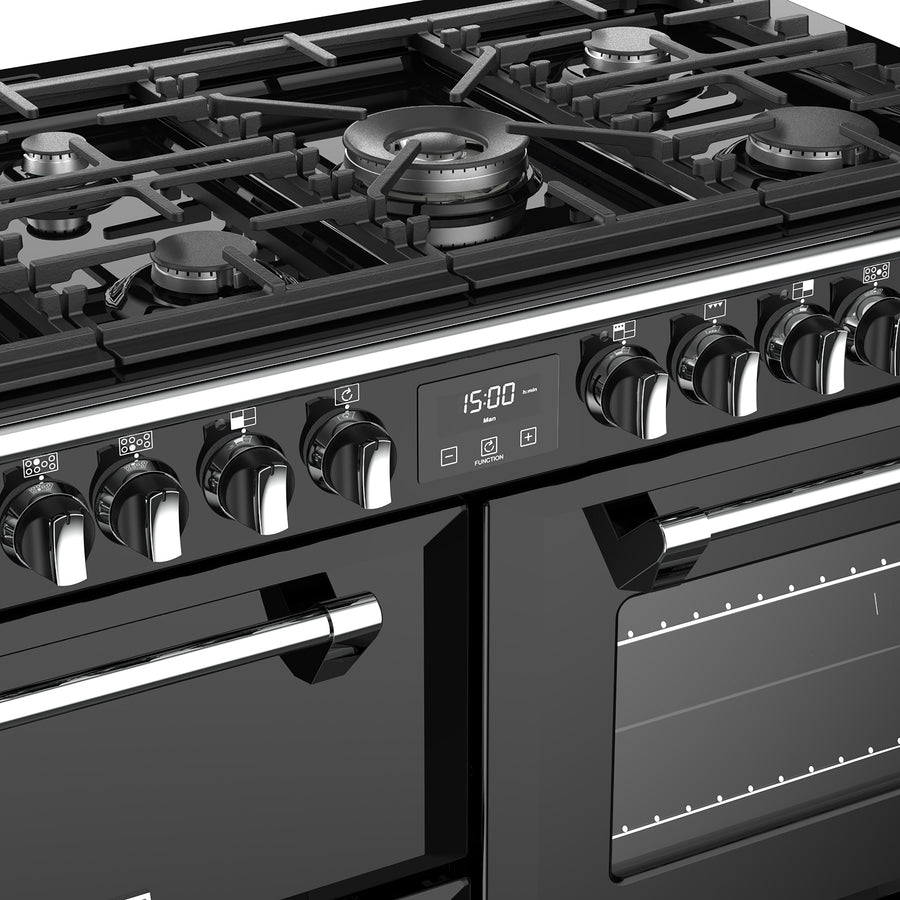 RCHS1100DFBLK stoves 110cm dual fuel range cooker in black 