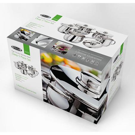 Stellar 1000 S1F4B 5 Piece Deep Saucepan Set with Lids