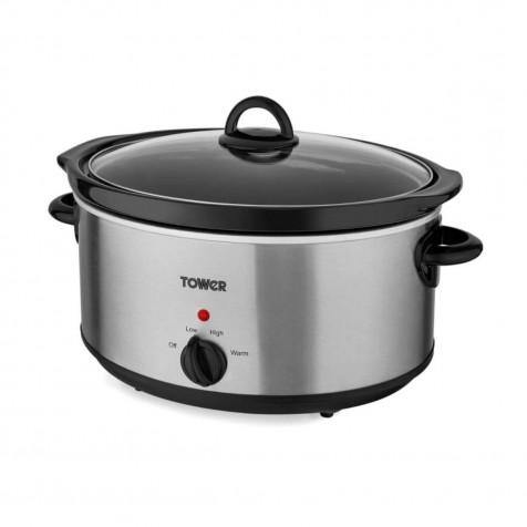 Tower T16029BF 5.5Litre Slow Cooker Stainless-Steel