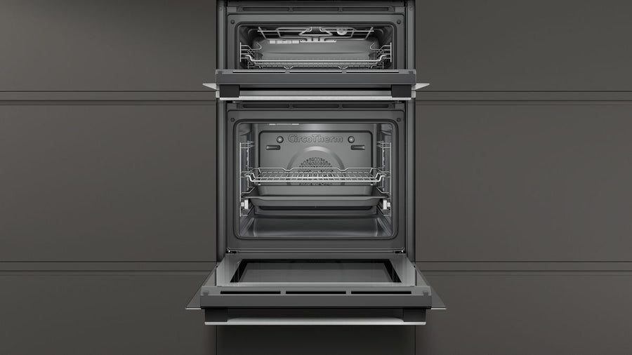 NEFF U1ACE2HN0B Electric CircoTherm® Double Oven Black/Steel Basil